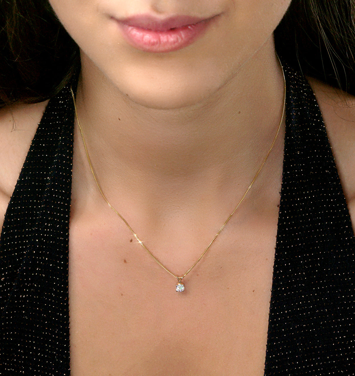 Chloe 0.33ct Lab Diamond Solitaire Necklace Pendant in 9K Yellow Gold H/Si